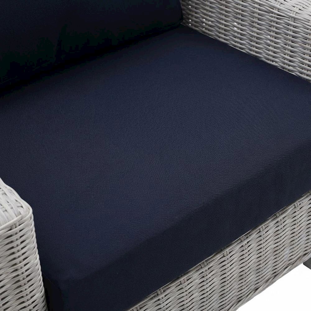 Outdoor Lounge Chair With Wicker Rattan Armrest For Patio Comfort. Picture 5