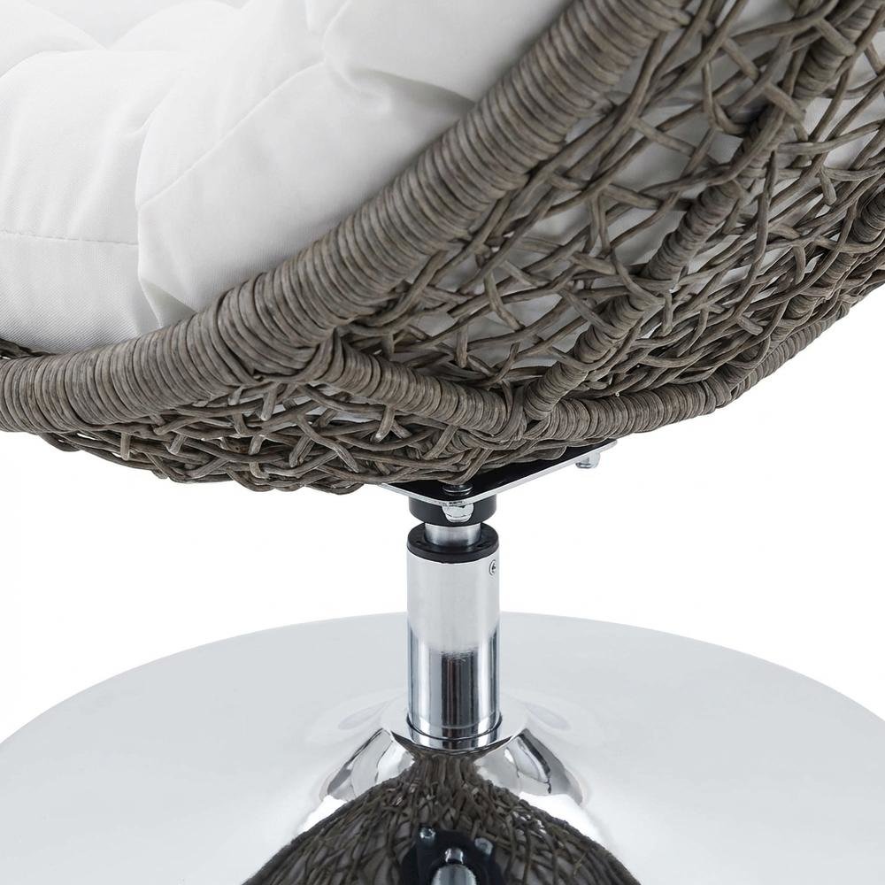 Wicker Rattan Outdoor Lounge Swivel Chair With Cushioned Seat. Picture 6