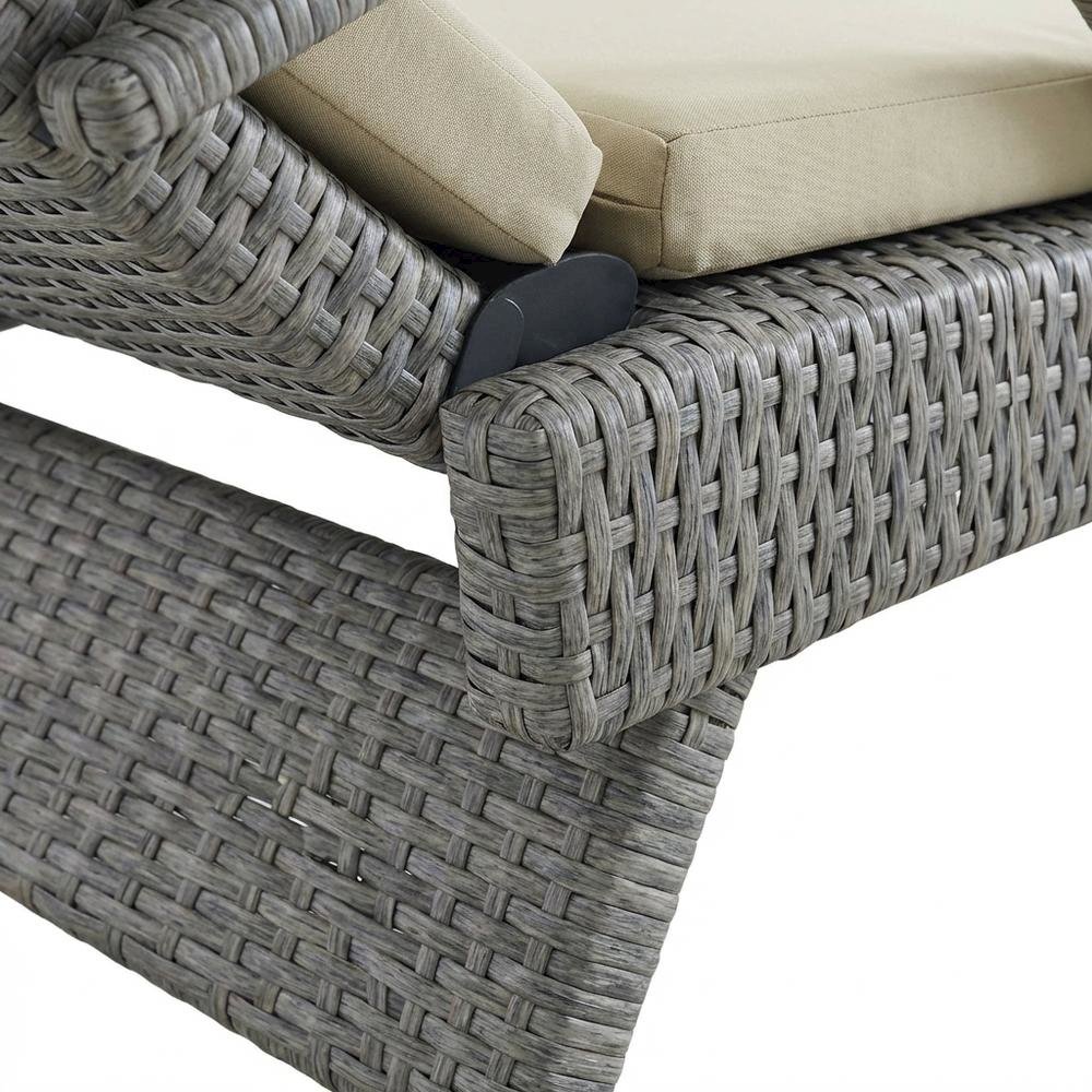 Outdoor Lounge Chair With Wicker Rattan Design And Armrest Support. Picture 6