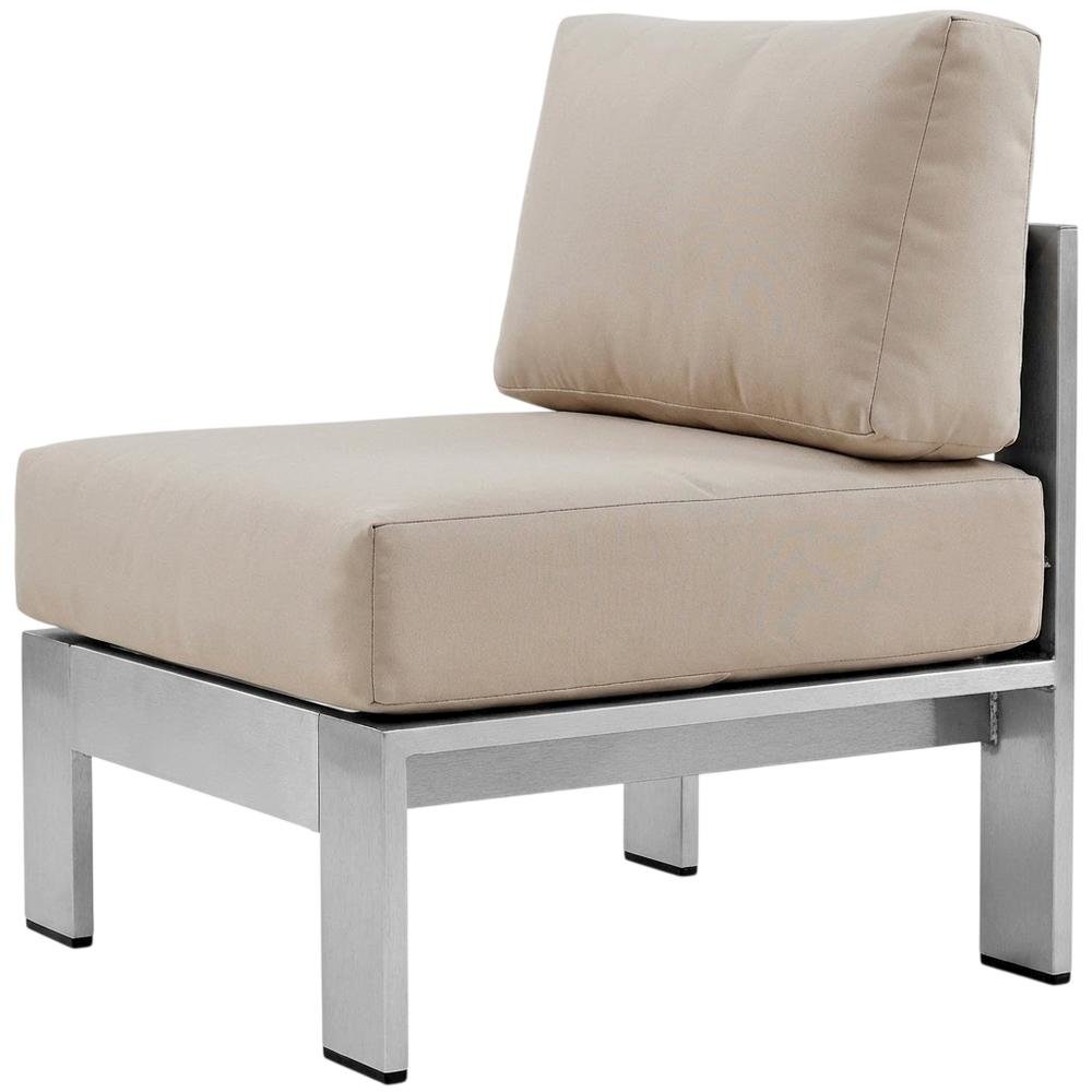 Aluminum Outdoor Lounge Chair With Armless Design And Weather-Resistant Finish. Picture 1