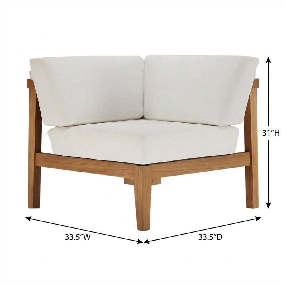 Outdoor Patio Teak Wood Corner Chair With Comfortable Backrest. Picture 7