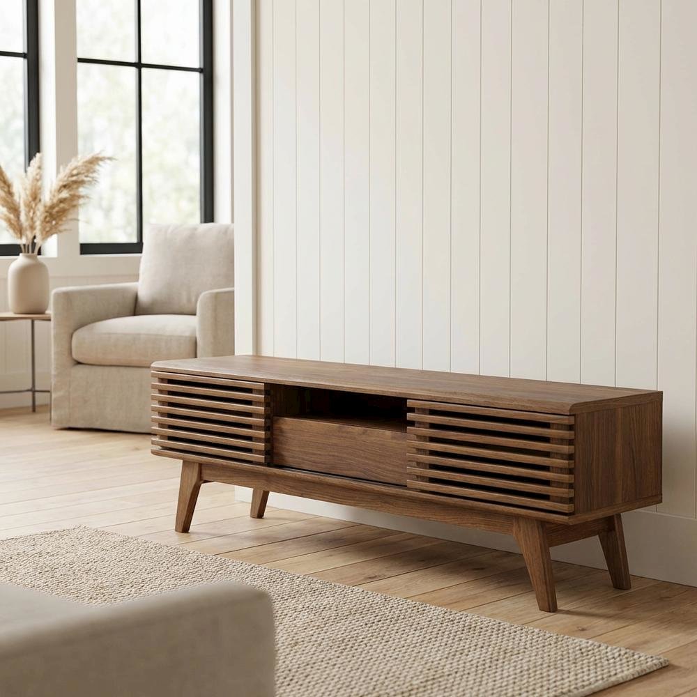 Wood TV Stand in Elegant Finish with Ample Storage Space. Picture 4