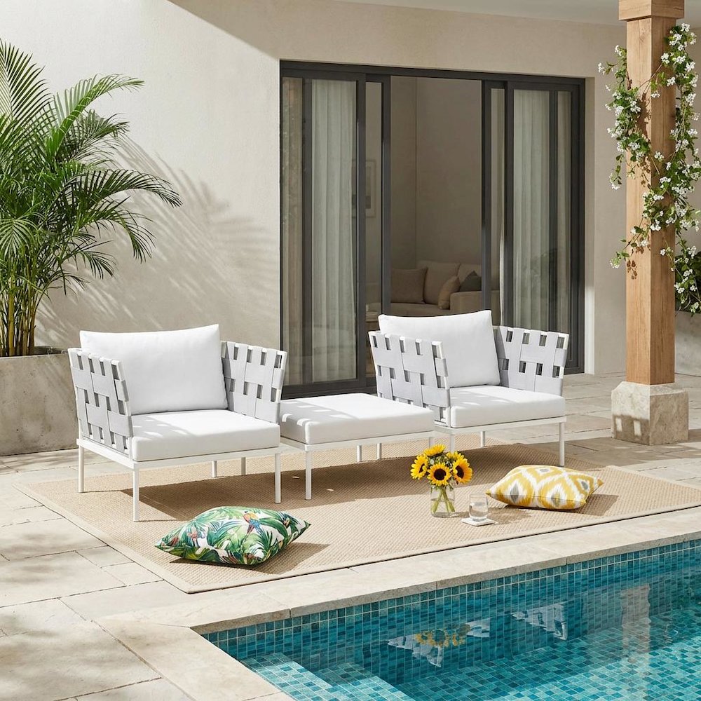 Outdoor Patio Aluminum Sectional Sofa Set With 3 Pieces. Picture 2