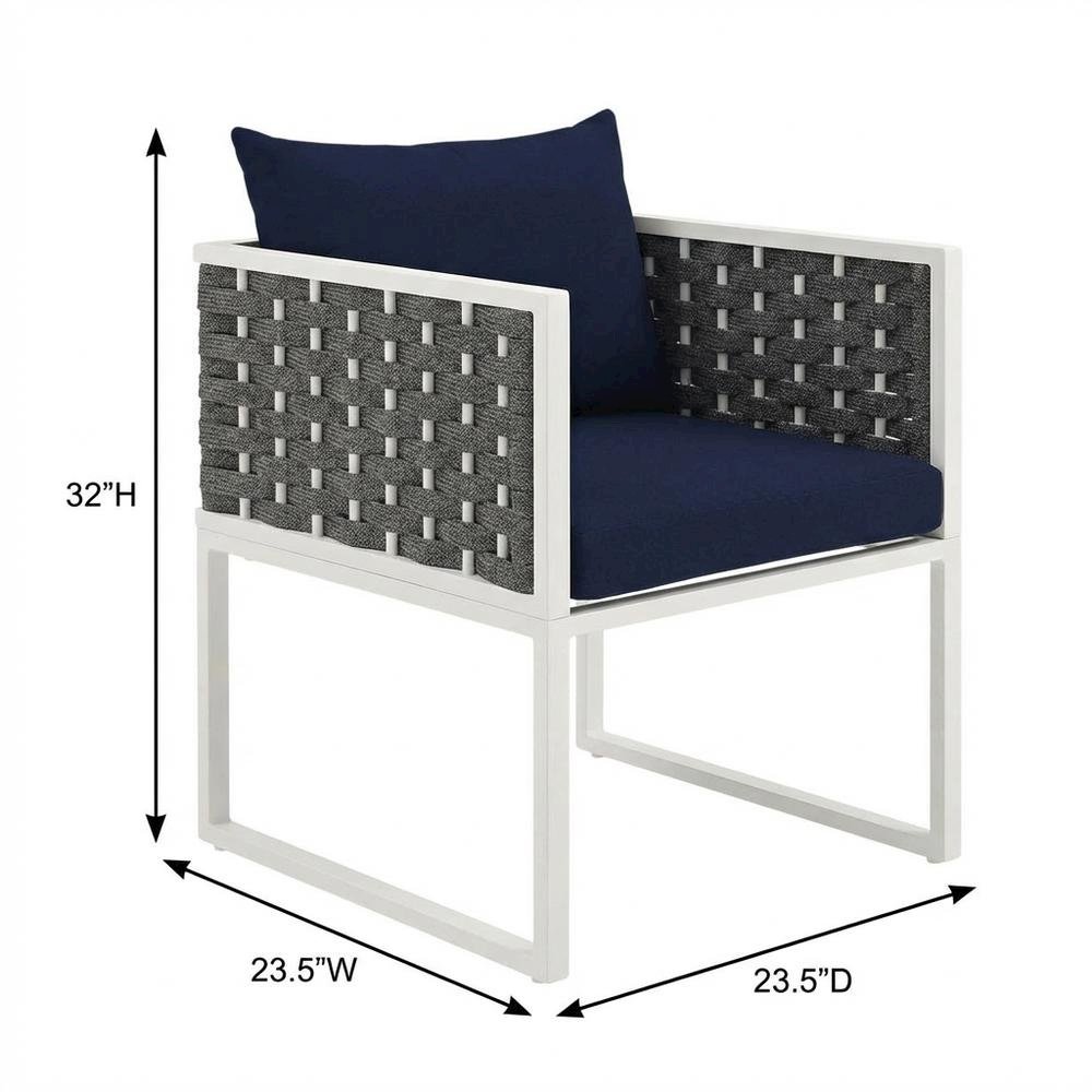 Outdoor Patio Aluminum Dining Armchair With Cushioned Seat And Armrests. Picture 7