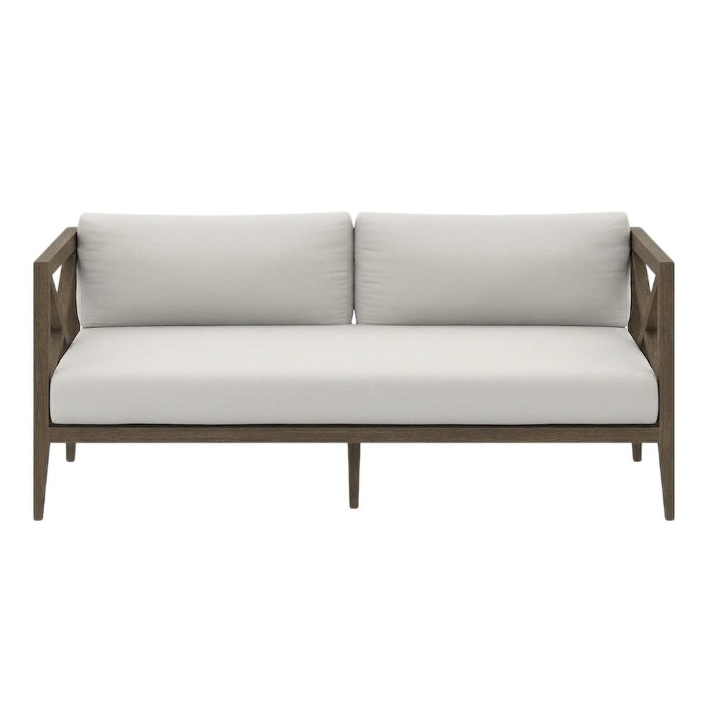 Teak Outdoor Loveseat for Patio with Armrests and Cushioned Seat. Picture 4