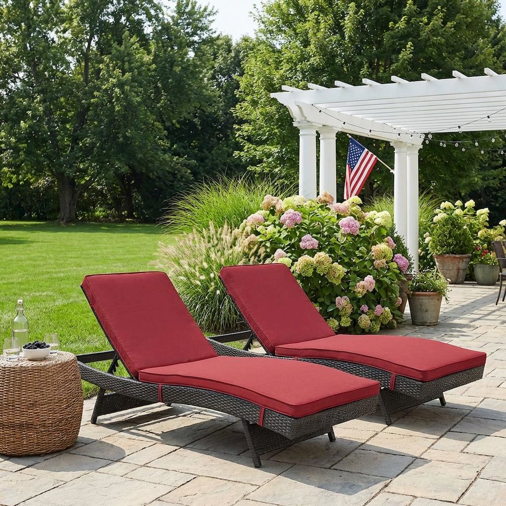 Aluminum Outdoor Lounge Chair Set of 2 With Thick Cushions And Stack-Free Design. Picture 3