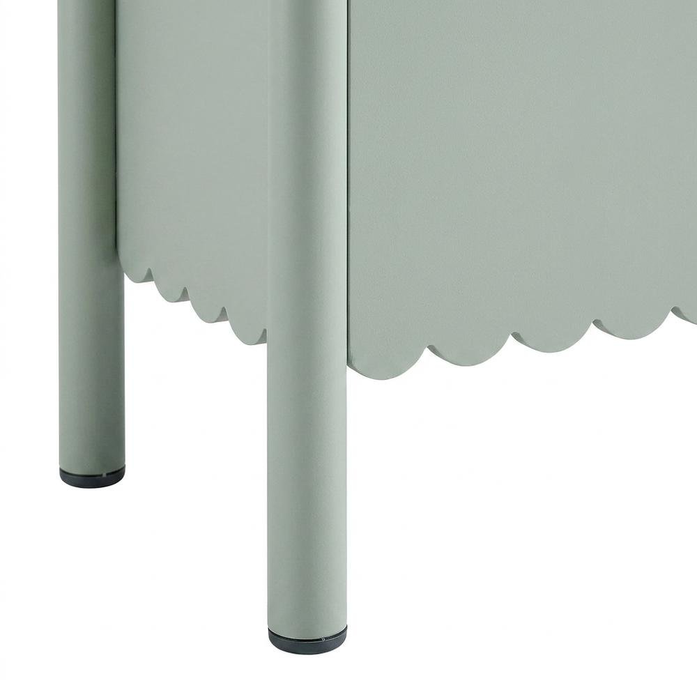 Wooden Scalloped 4-Door Sideboard Buffet Cabinet with Storage, Sage. Picture 6