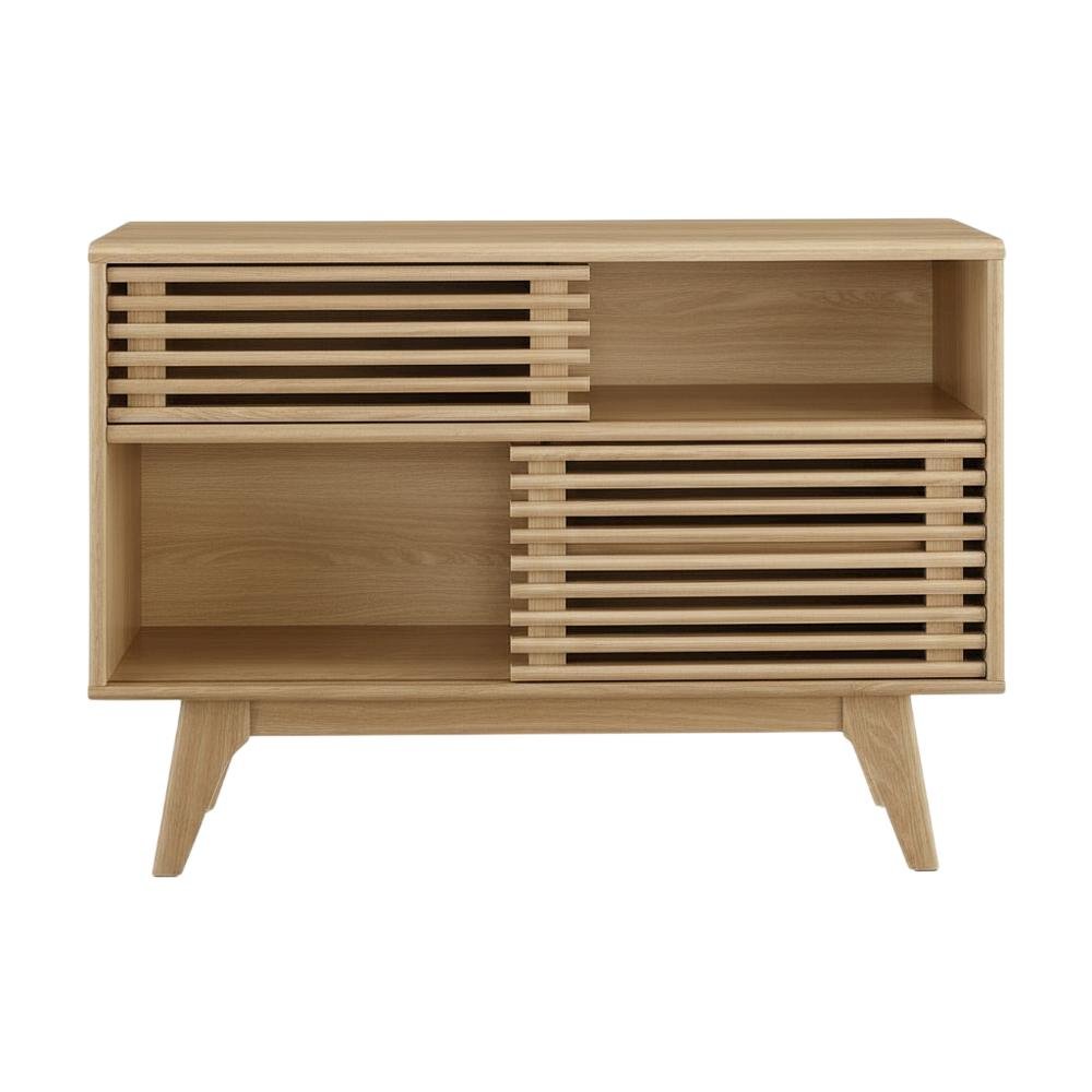 Brown wood TV stand with sleek design and sturdy construction. Picture 4