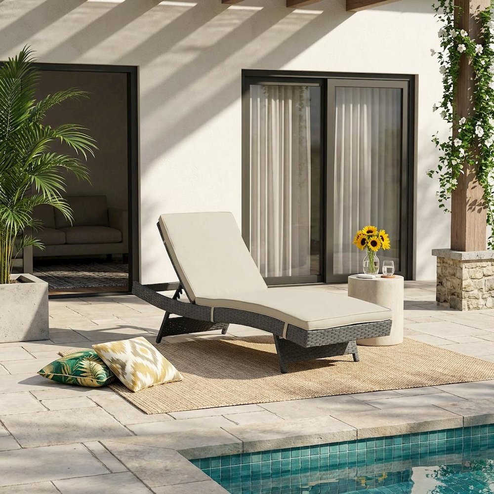 Outdoor Patio Lounge Chair With Cushioned Seat And Weather-Resistant Design. Picture 2