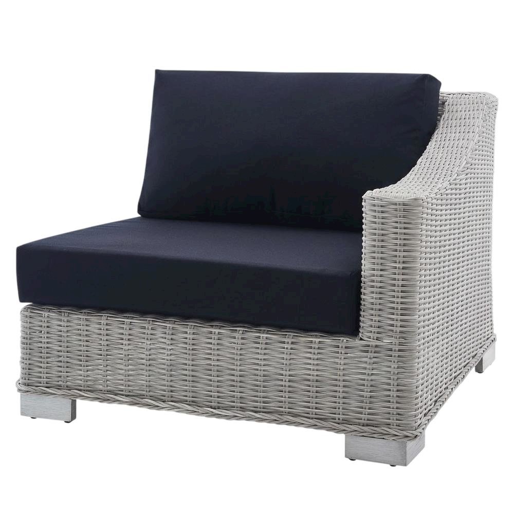 Outdoor Lounge Chair With Wicker Rattan Armrest For Patio Comfort. Picture 1
