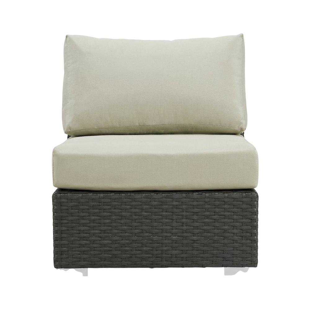 Armless Outdoor Lounge Chair With Cushioned Seat And Backrest. Picture 4