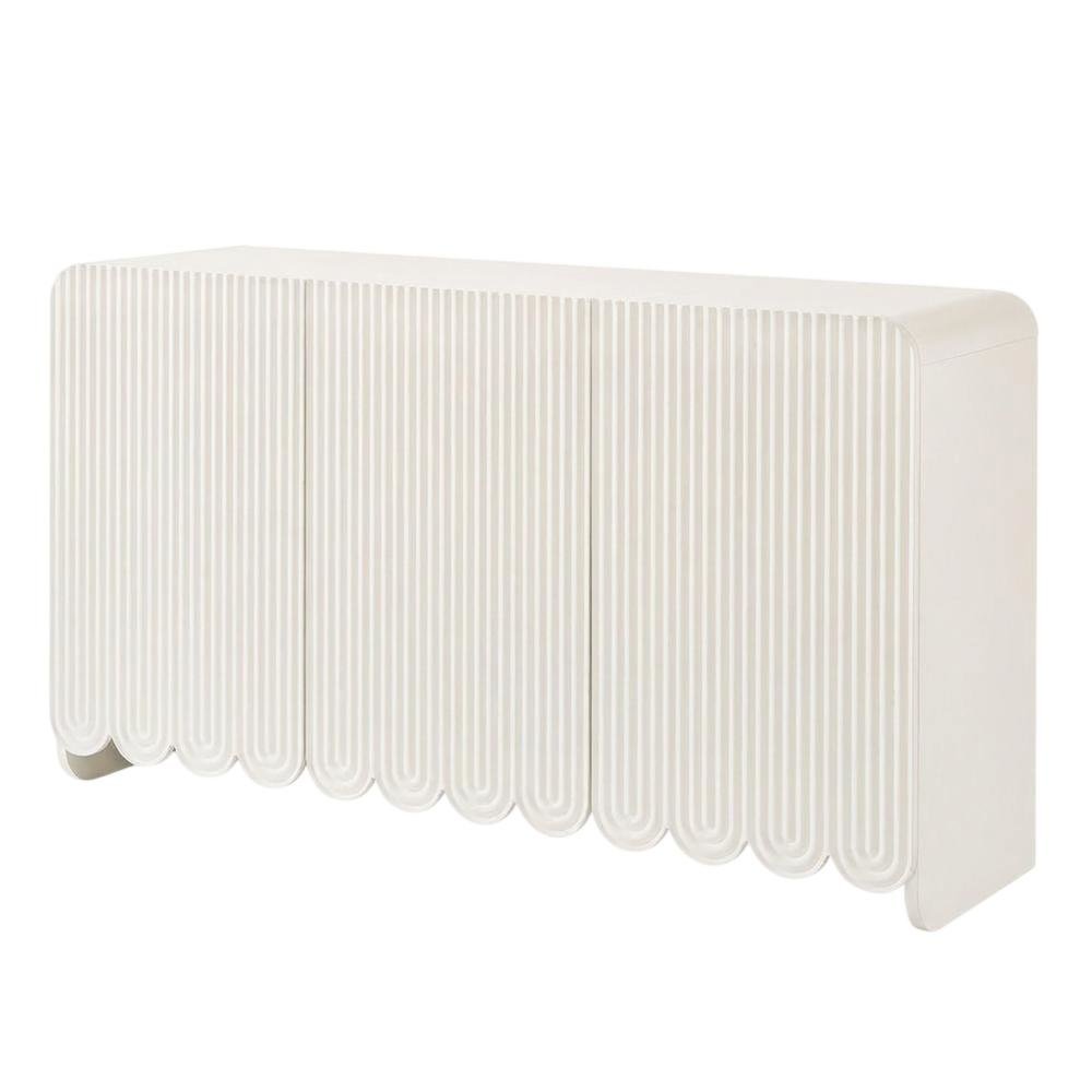 Fluted And Scalloped Sideboard Storage Cabinet In Elegant Finish. Picture 1