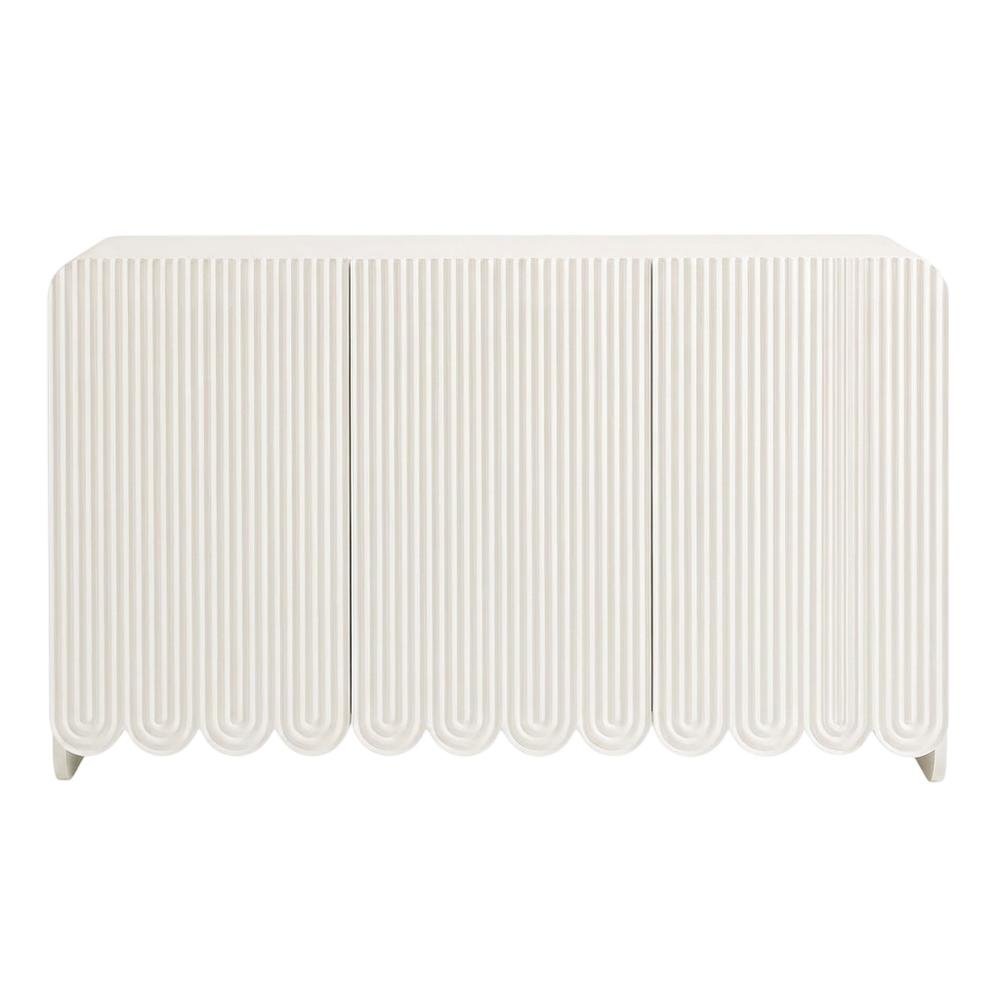 Fluted And Scalloped Sideboard Storage Cabinet In Elegant Finish. Picture 4