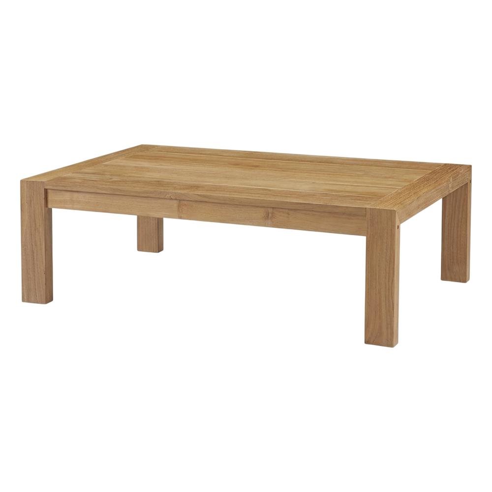 Outdoor patio wood coffee table with sturdy design and classic finish. Picture 1