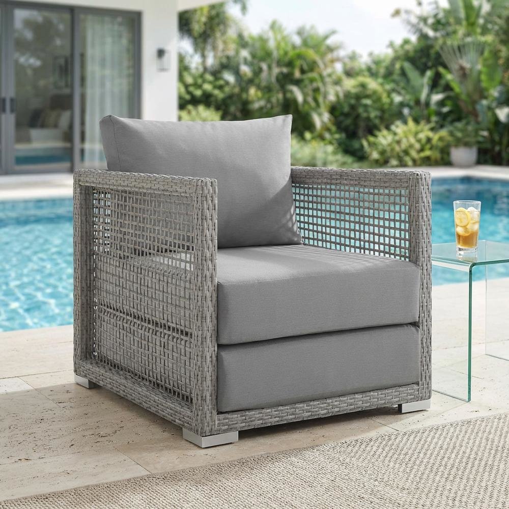Woven Rattan Outdoor Patio Armchair With Sturdy Frame For Garden Use. Picture 3