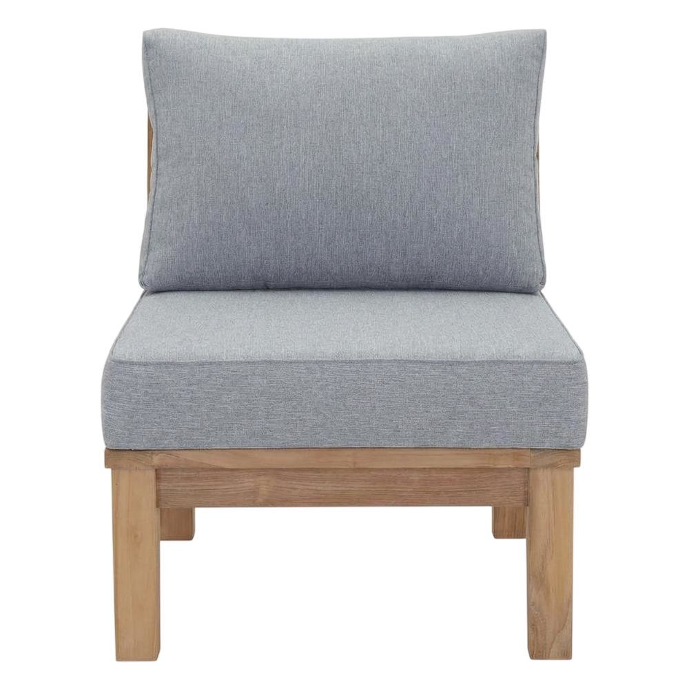 Outdoor Patio Teak Armless Sofa With Cushioned Seat And Back. Picture 4