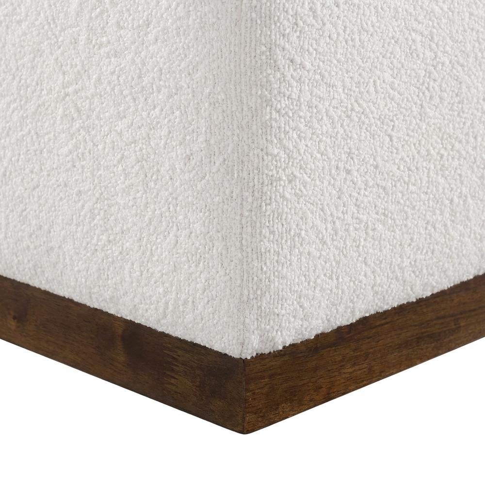 Square Boucle Upholstered Ottoman With Cushioned Top For Outdoor Lounge. Picture 6