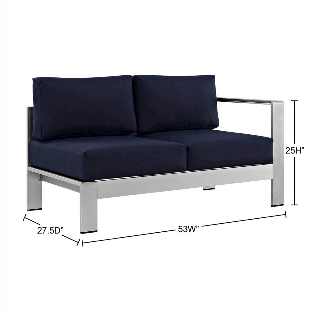 Outdoor Sectional Loveseat With Armrest, Aluminum Frame For Patio Lounging. Picture 7