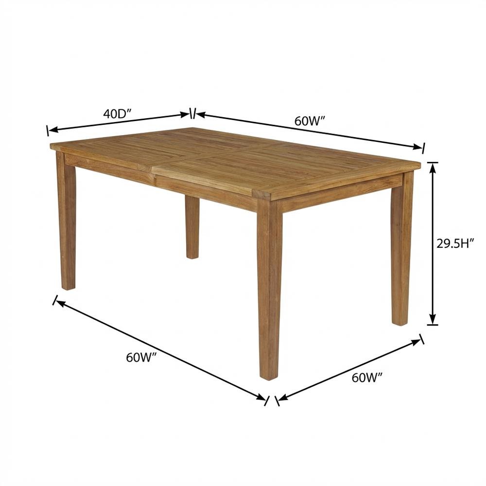 Teak Outdoor Patio Dining Table with Weather-Proof Finish and Slim Top. Picture 7