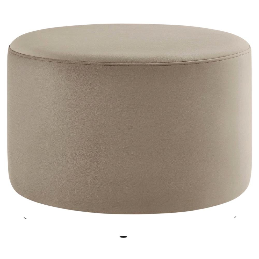 Performance Velvet Outdoor Ottoman In Neutral Color, Plush Upholstery, Sturdy. Picture 1