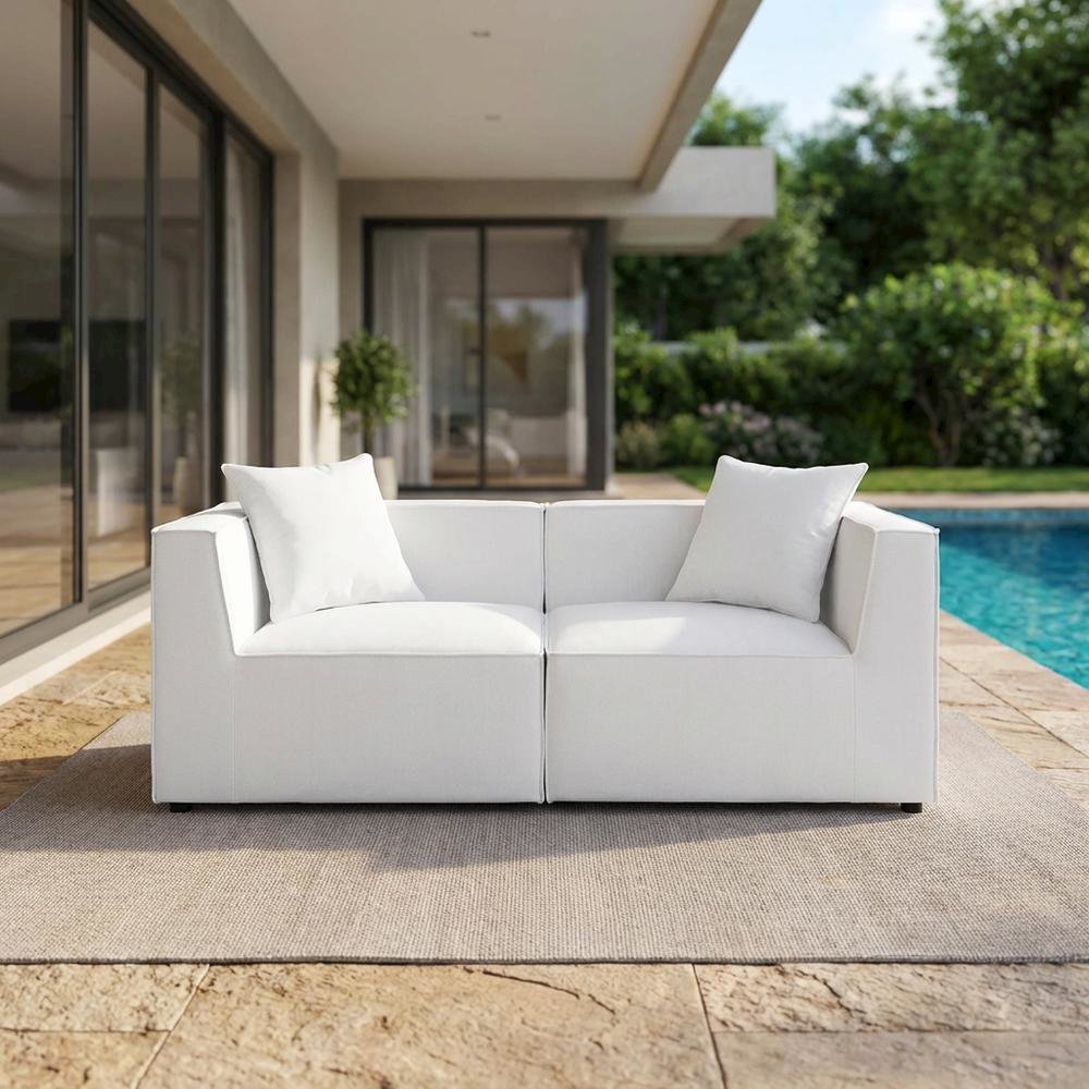 Outdoor Patio Upholstered Sectional Sofa Loveseat With Armrests. Picture 3