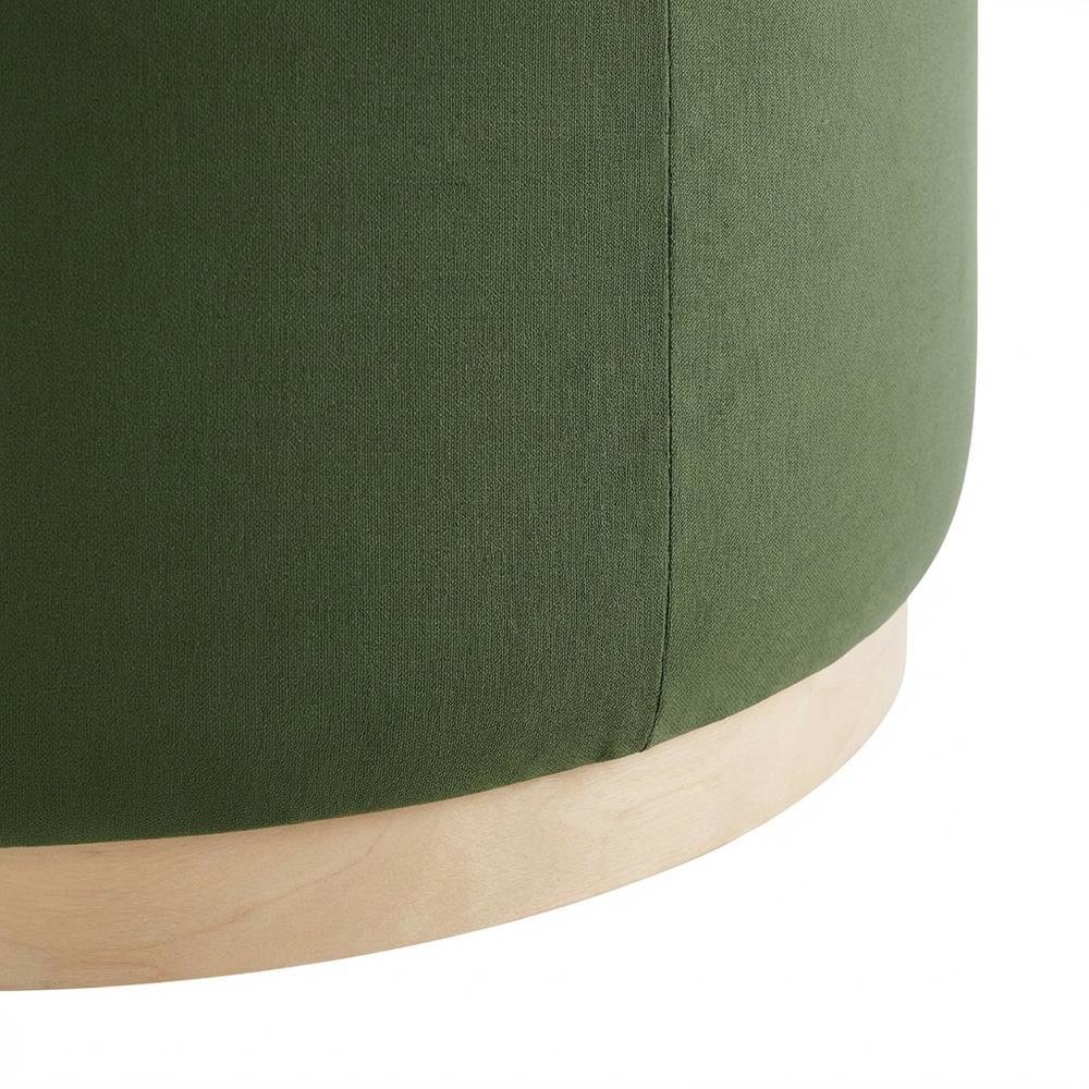 Performance Velvet Upholstered Outdoor Ottoman In Neutral Color. Picture 6