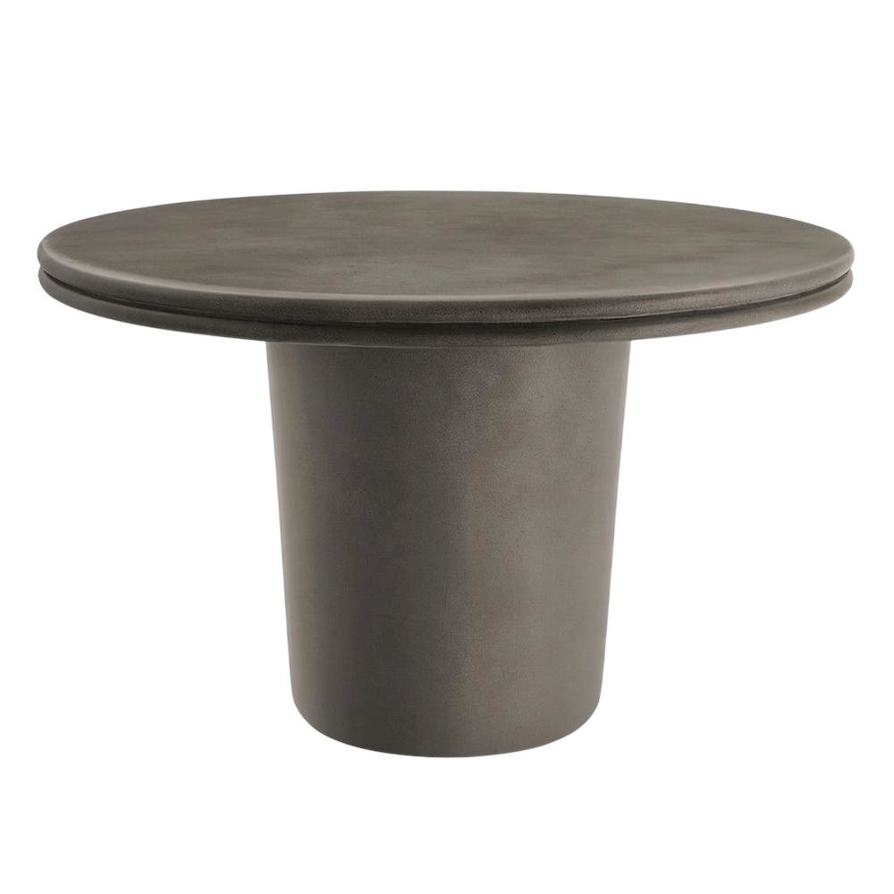 Round Concrete Dining Table In Gray For Indoor-Outdoor Patio Use. Picture 1