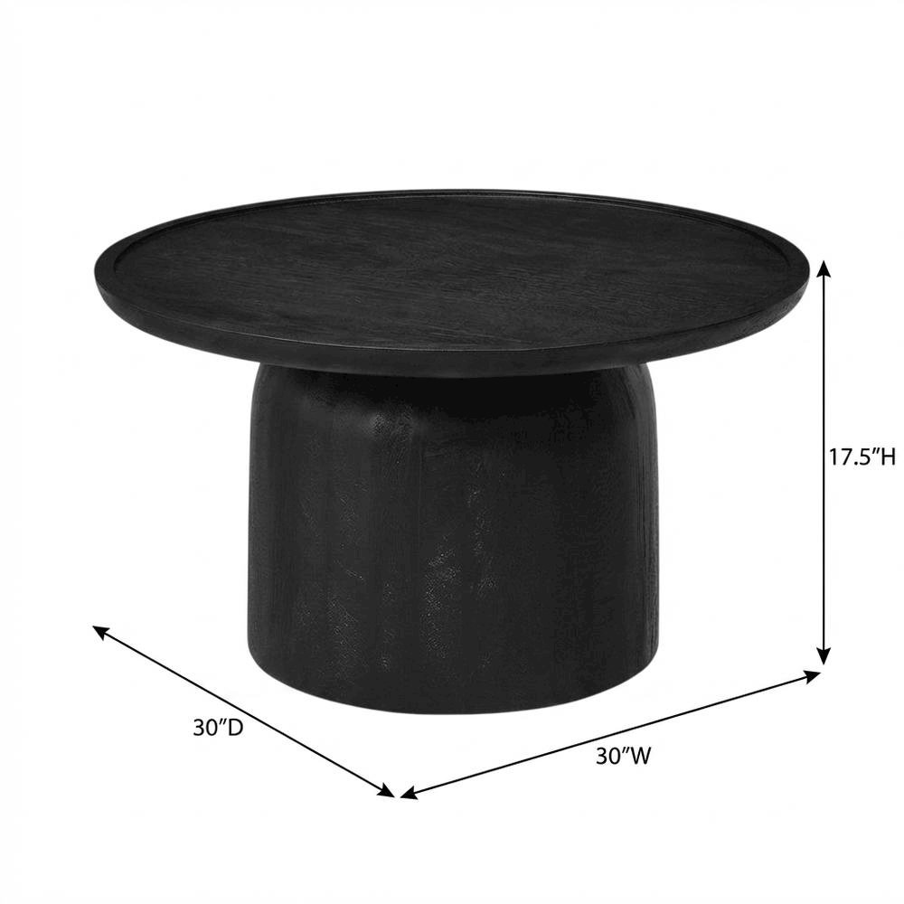 Round Wood Coffee Table with 17.5-inch Height and 30-inch Diameter. Picture 7