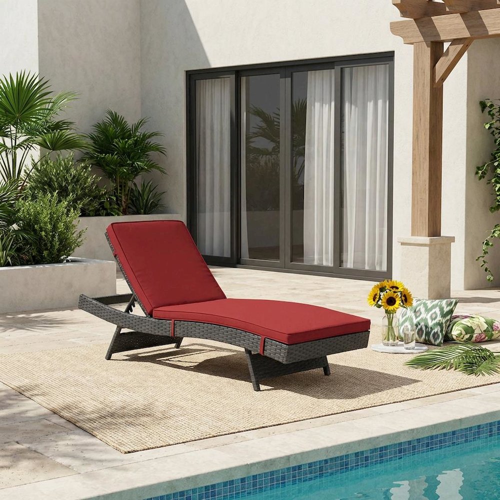 Outdoor Patio Chaise Lounge With Cushioned Seat And Weather-Resistant Frame. Picture 2