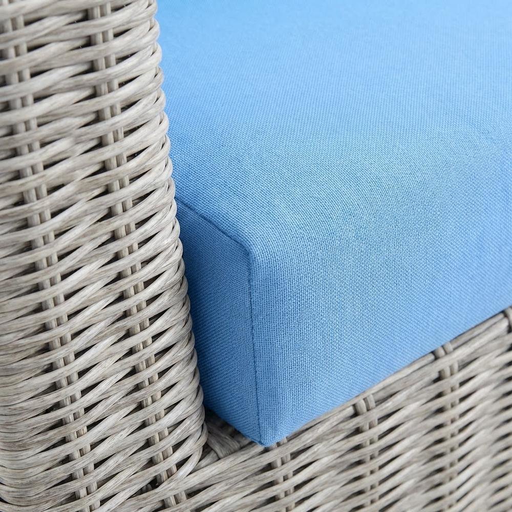 Outdoor Lounge Chair With Wicker Rattan Armrest In Neutral Finish. Picture 5
