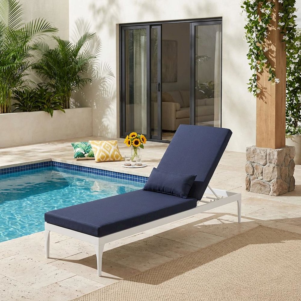 Outdoor Patio Chaise Lounge With Cushioned Seating And Durable Frame. Picture 2