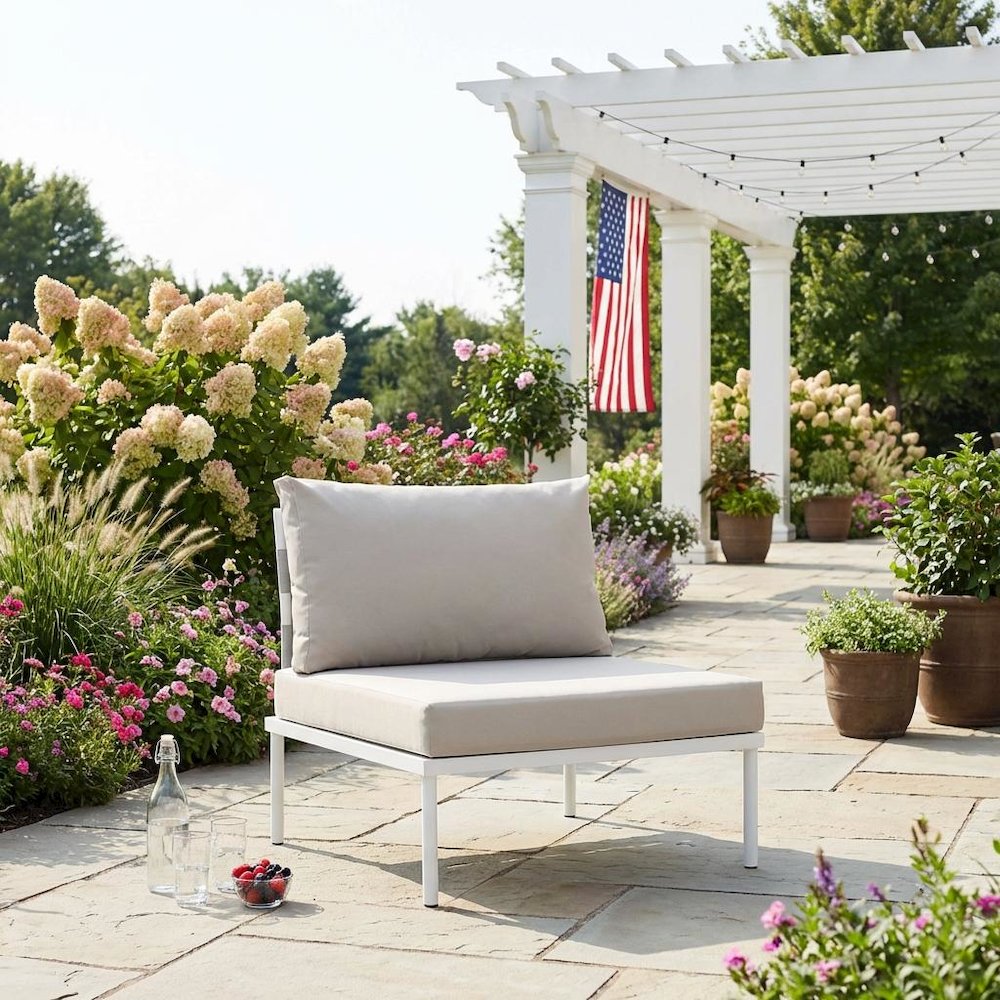 Outdoor Patio Aluminum Armless Lounge Chair With Lightweight Design. Picture 3
