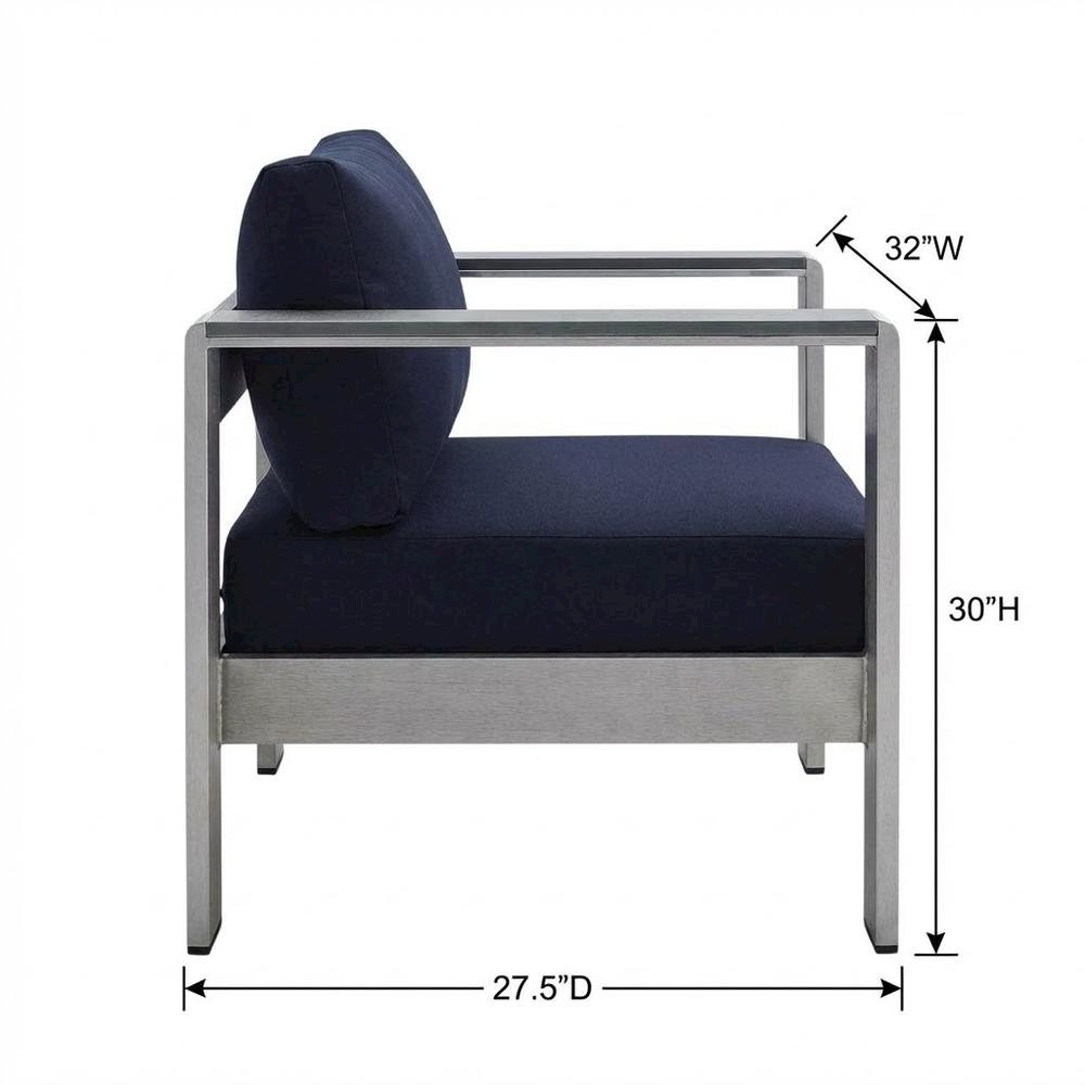 Aluminum Outdoor Patio Armchair With Fabric Cushion And Modern Design. Picture 7