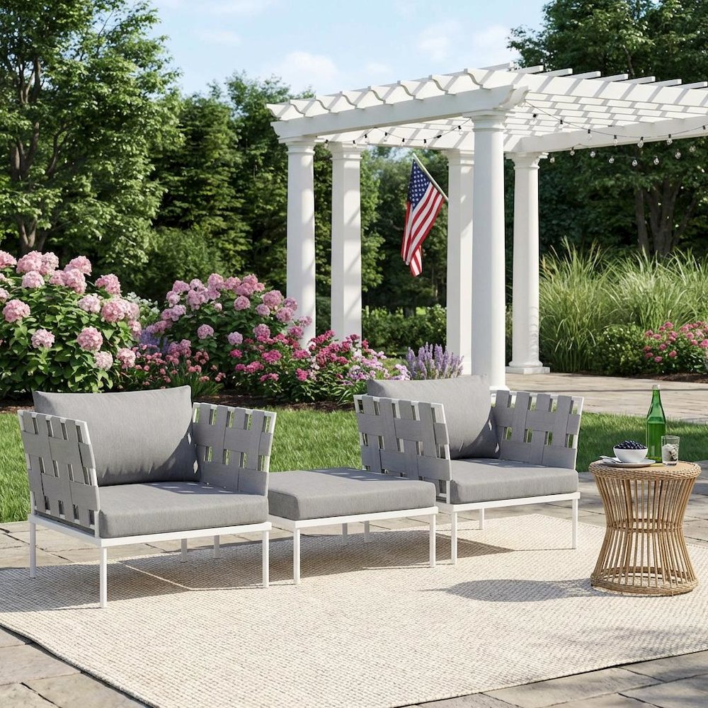 Outdoor Patio Aluminum Sectional Sofa Set Includes 3-Piece Lounge Furniture. Picture 3