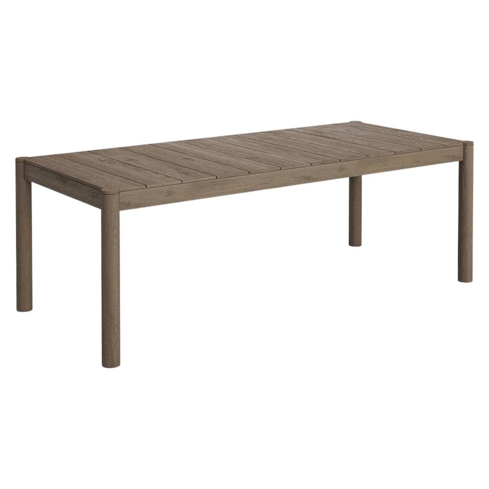 Gray Outdoor Teak Wood Dining Table with Spacious Surface. Picture 1