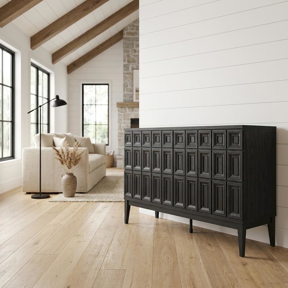 Wooden Sideboard Buffet Cabinet with Storage Credenza for Dining Room, Black. Picture 2