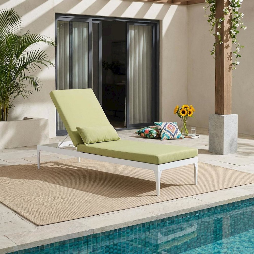 Outdoor Patio Chaise Lounge Chair With Cushion For Outdoor Relaxation. Picture 2