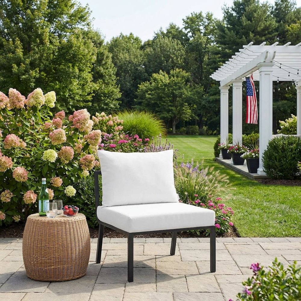 Outdoor Patio Aluminum Armless Lounge Chair With Cushioned Seat And Backrest. Picture 3