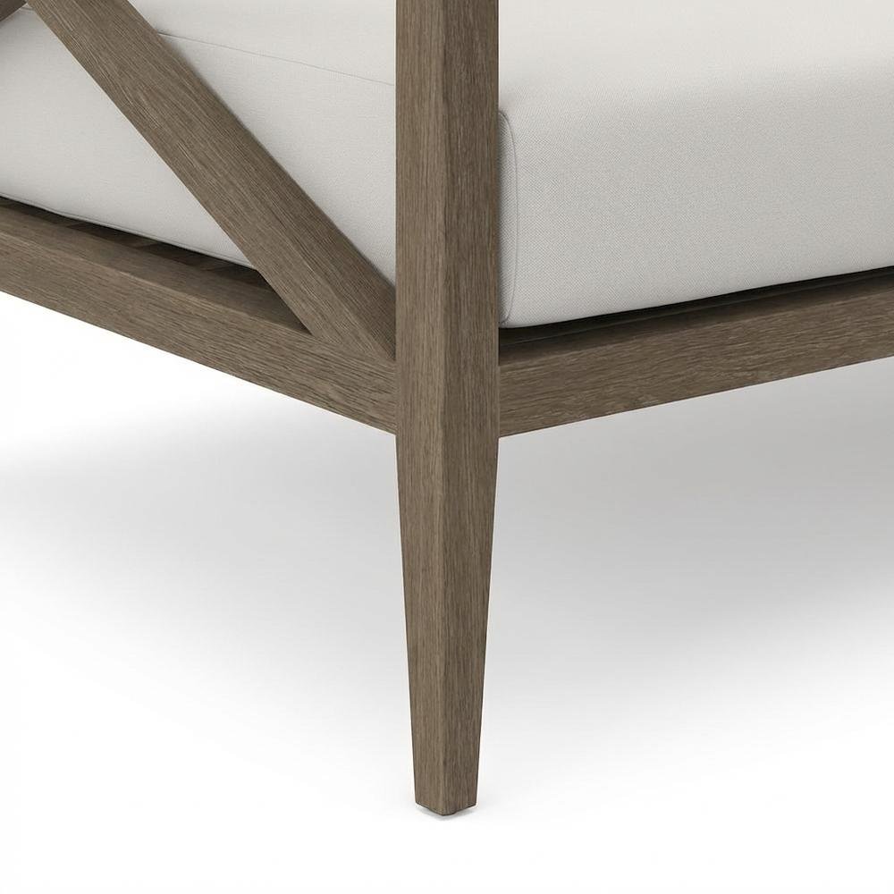 Teak Outdoor Loveseat for Patio with Armrests and Cushioned Seat. Picture 6