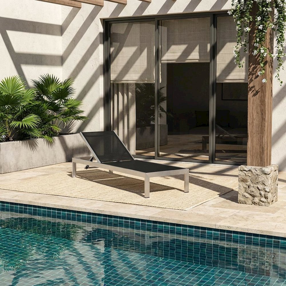 Outdoor Patio Aluminum Chaise With Comfortable Backrest And Stylish Design. Picture 2
