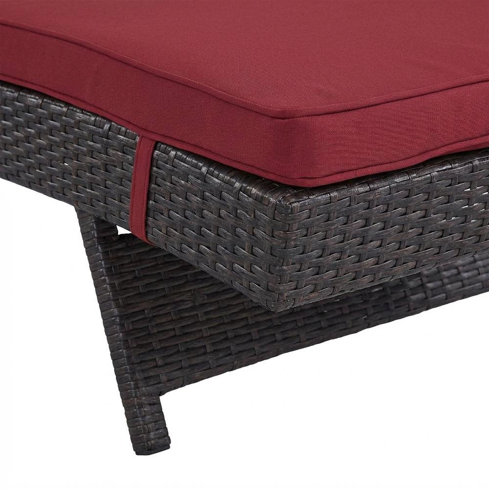Outdoor Patio Chaise In Neutral Fabric With Cushioned Comfort For Relaxing. Picture 6