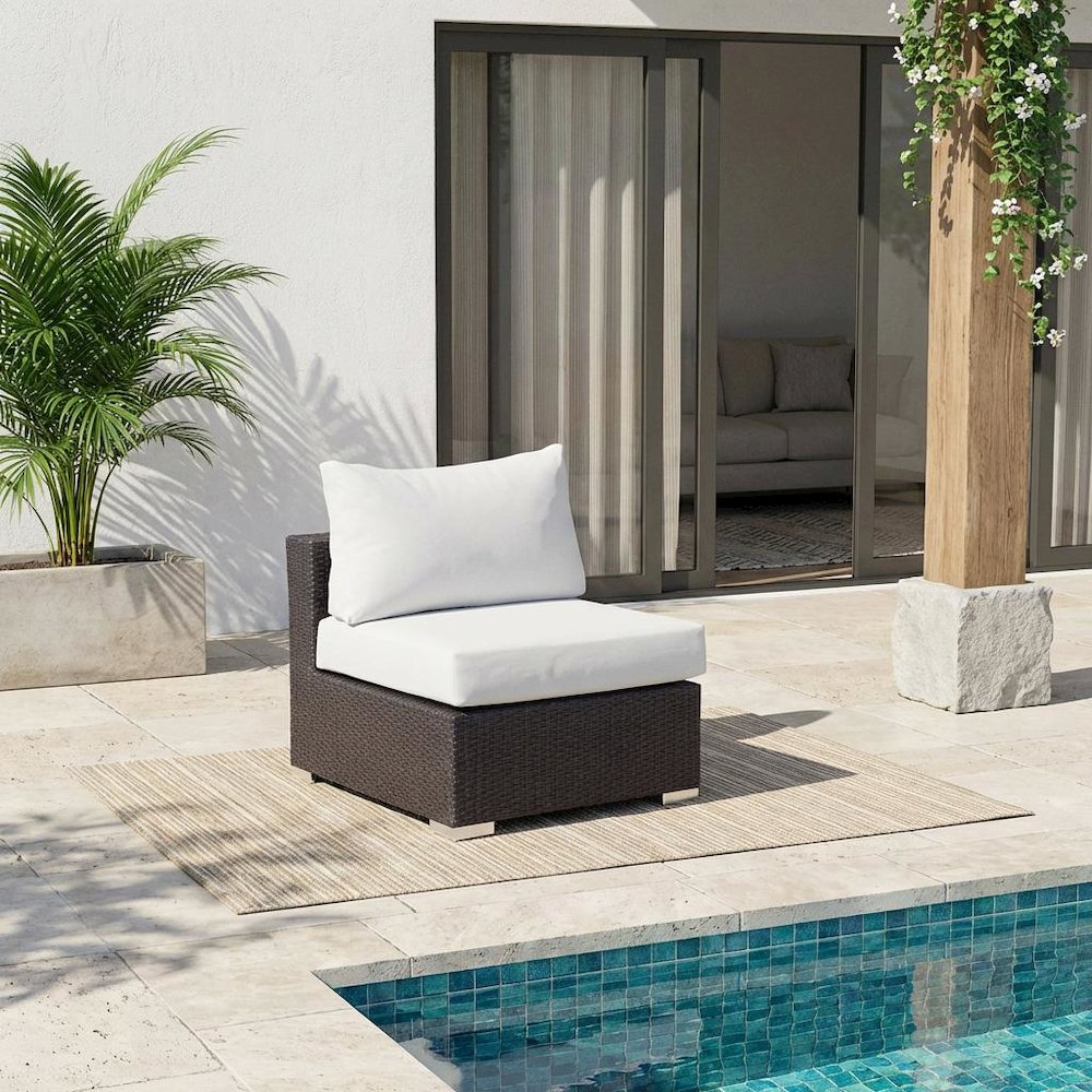 Outdoor Patio Armless Lounge Chair With Cushioned Support. Picture 2