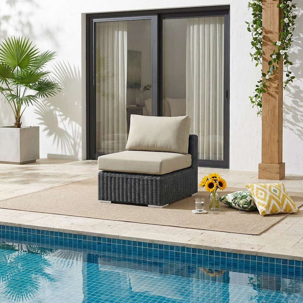 Outdoor Patio Armless Lounge Chair With Cushioned Seat And Back Support. Picture 2