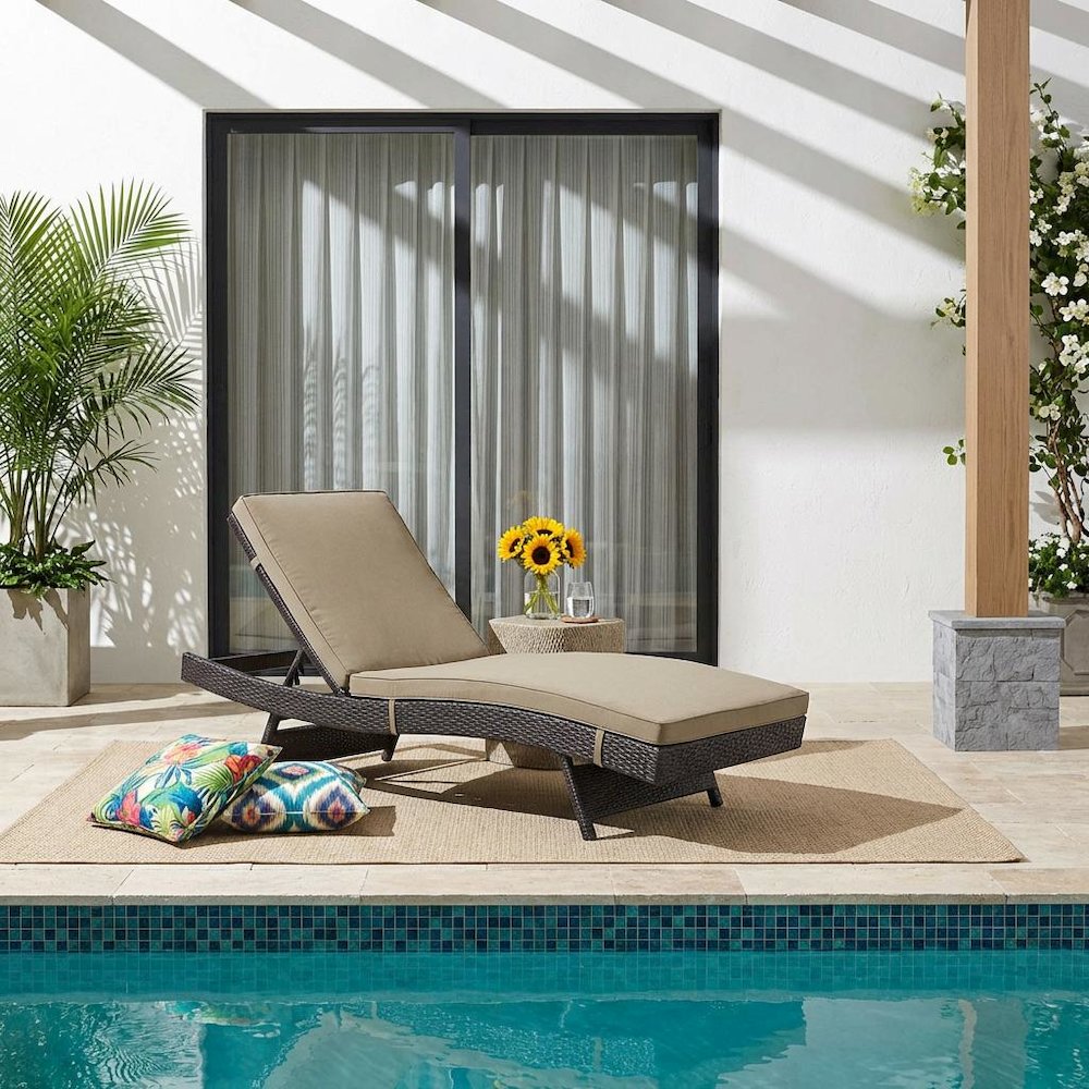 Outdoor Patio Chaise With Cushioned Comfort For Lounge Relaxation. Picture 2