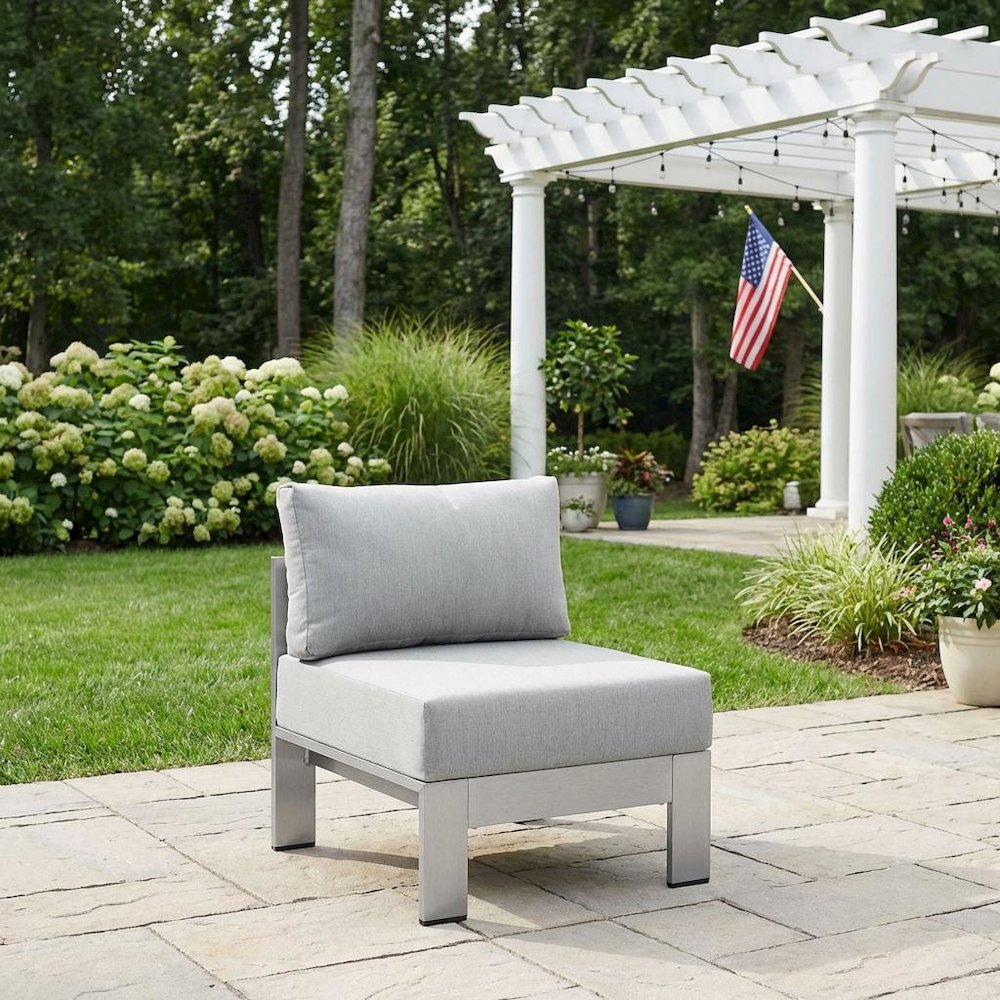Fabric Aluminum Outdoor Lounge Chair With Armrest-Free Design. Picture 3