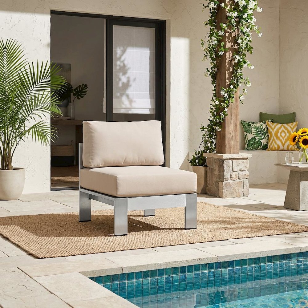 Aluminum Outdoor Lounge Chair With Armless Design And Weather-Resistant Finish. Picture 2