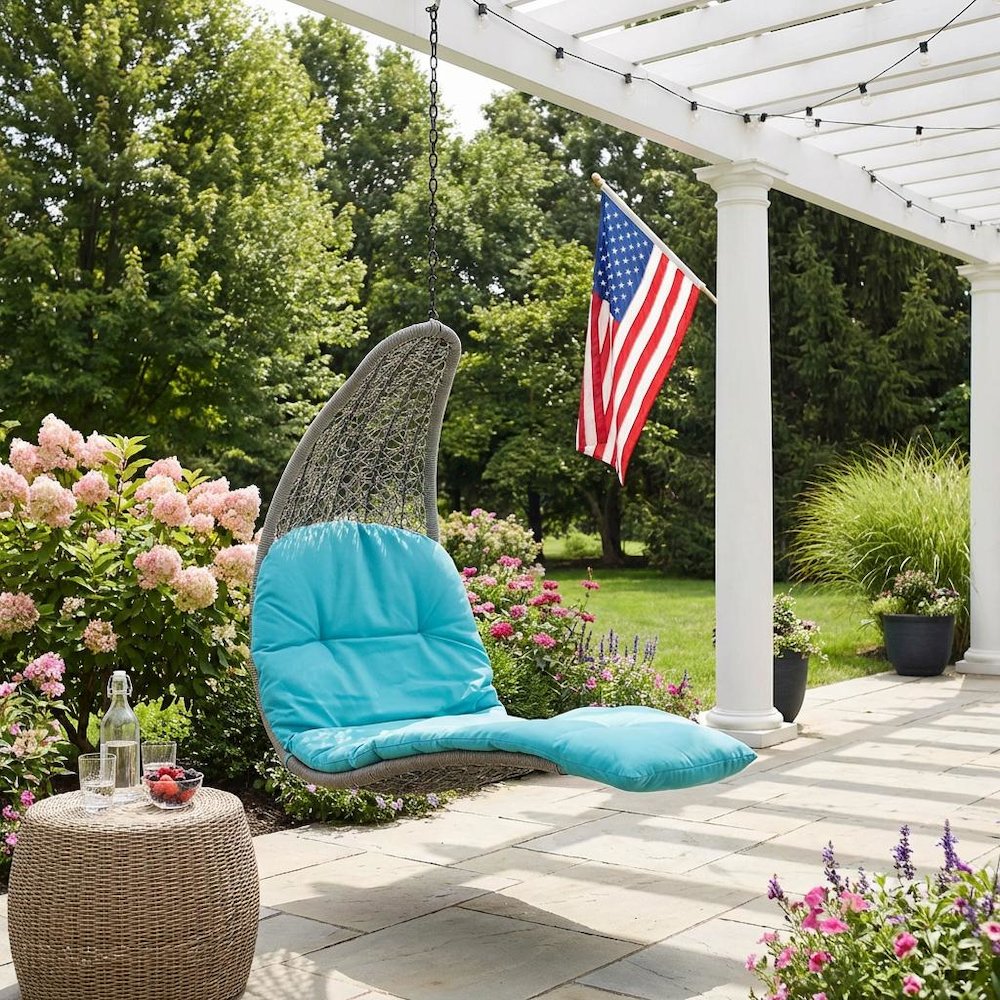 Outdoor Lounge Chair In Neutral Finish With Comfortable Cushion. Picture 3