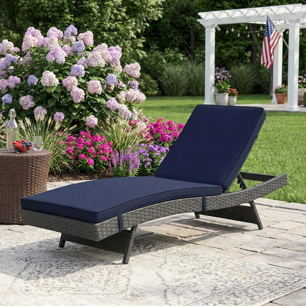 Outdoor Patio Lounge Chair With Cushion, Weather-Resistant Frame. Picture 3