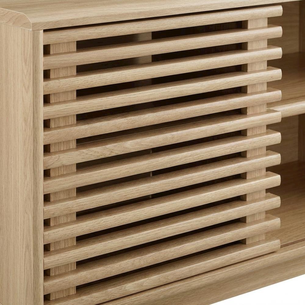 Brown wood TV stand with sleek design and sturdy construction. Picture 5