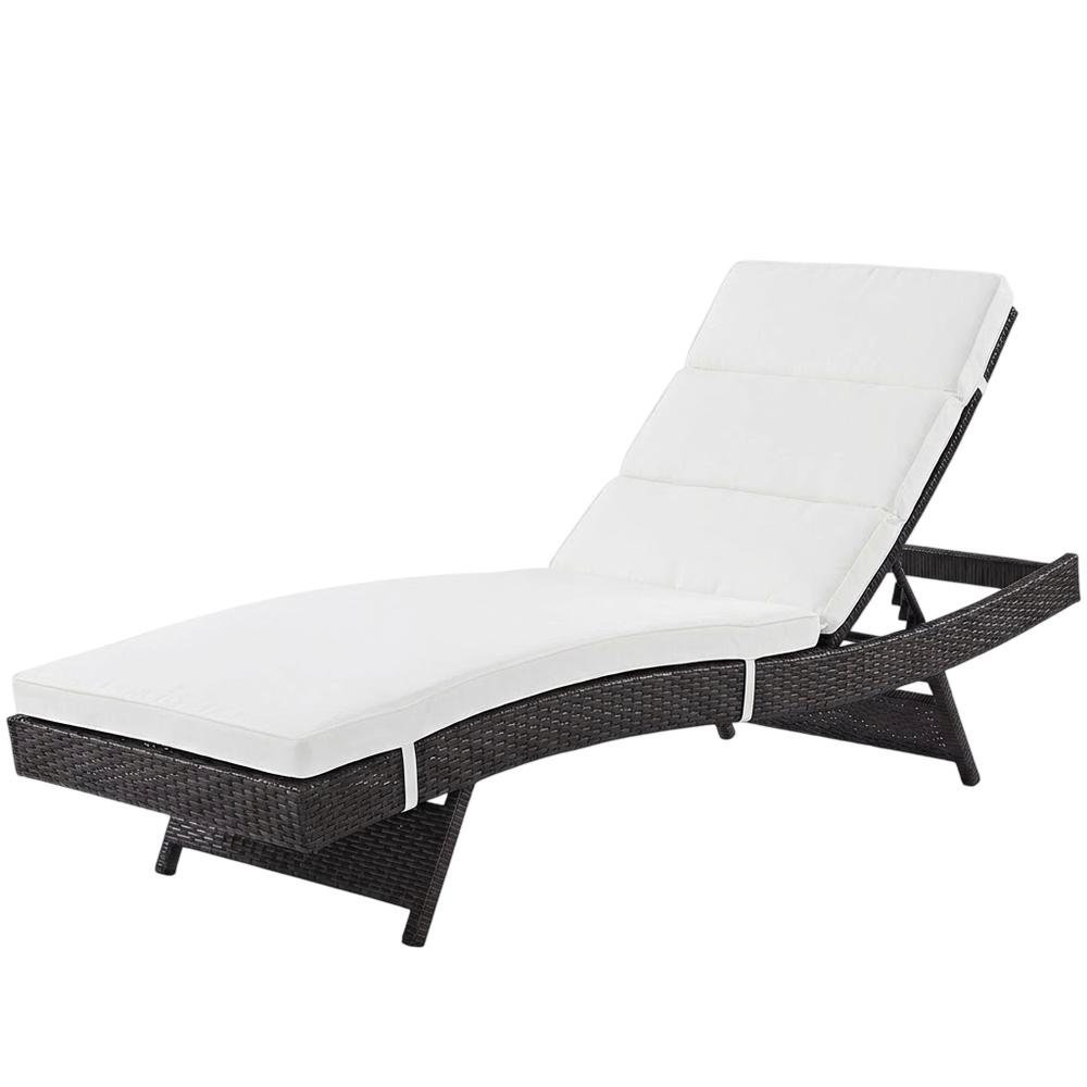 Outdoor Patio Chaise With Cushioned Seat For Comfortable Lounge. Picture 1